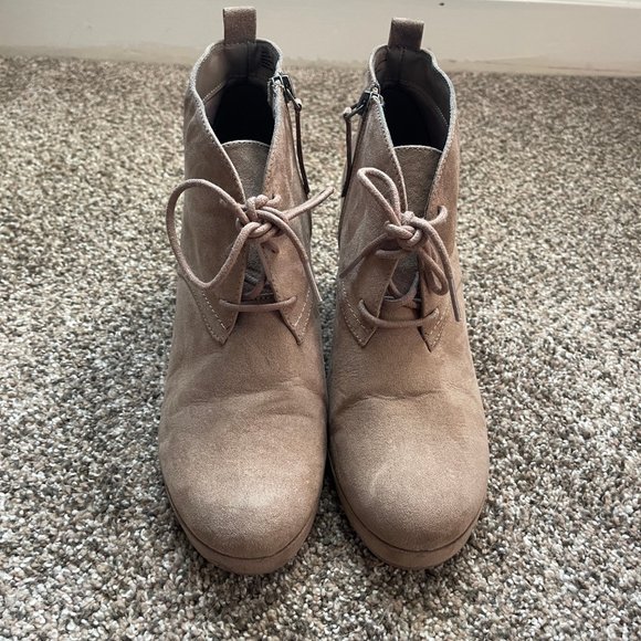 Target Taupe Wedge Ankle Bootie with Laces, Size 9.5 - Picture 2 of 7
